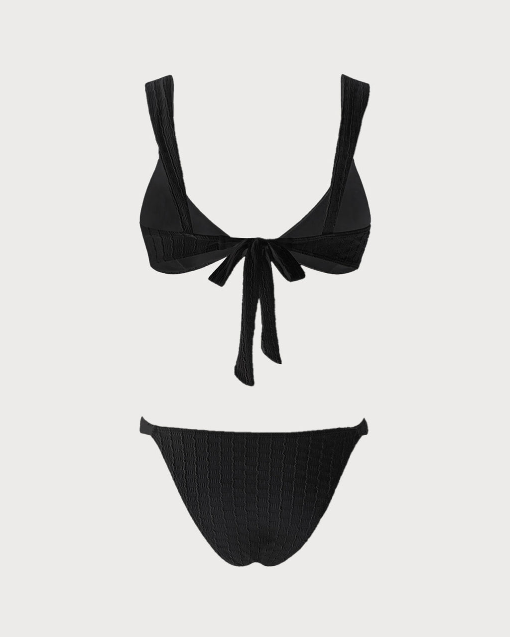 Conjunto de bikini bralette con cuello de pico negro