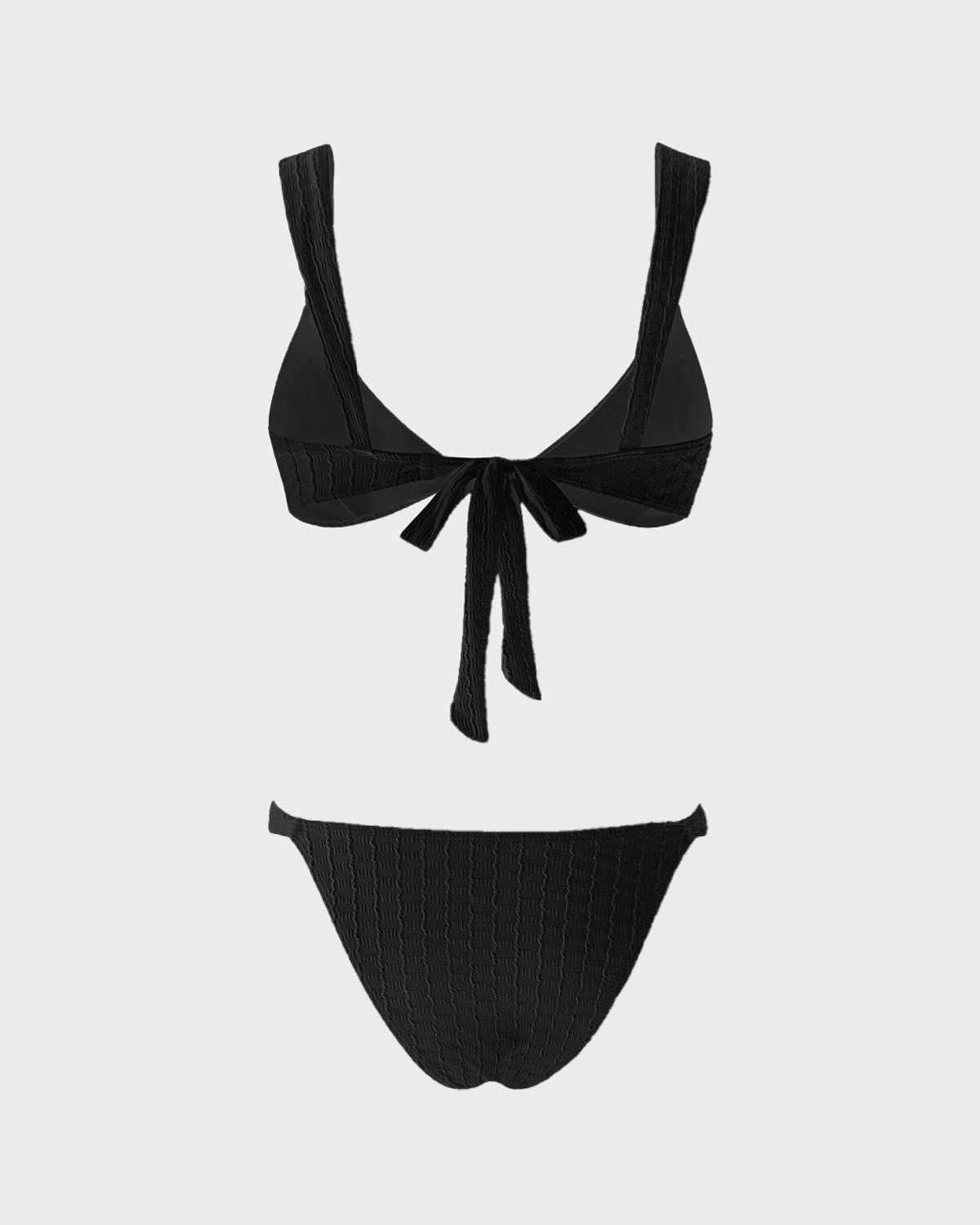 Conjunto de bikini bralette con cuello de pico negro