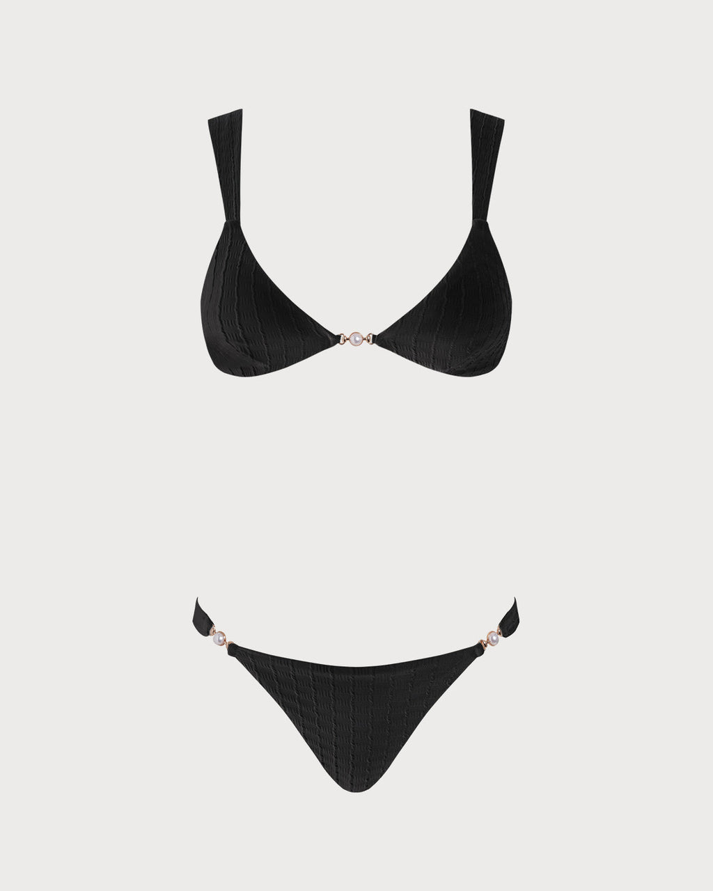 Conjunto de bikini bralette con cuello de pico negro