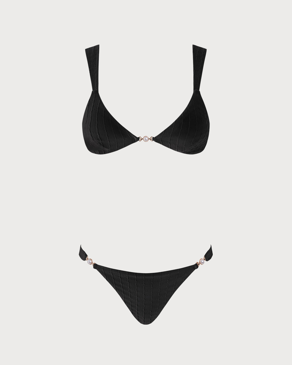 Conjunto de bikini bralette con cuello de pico negro
