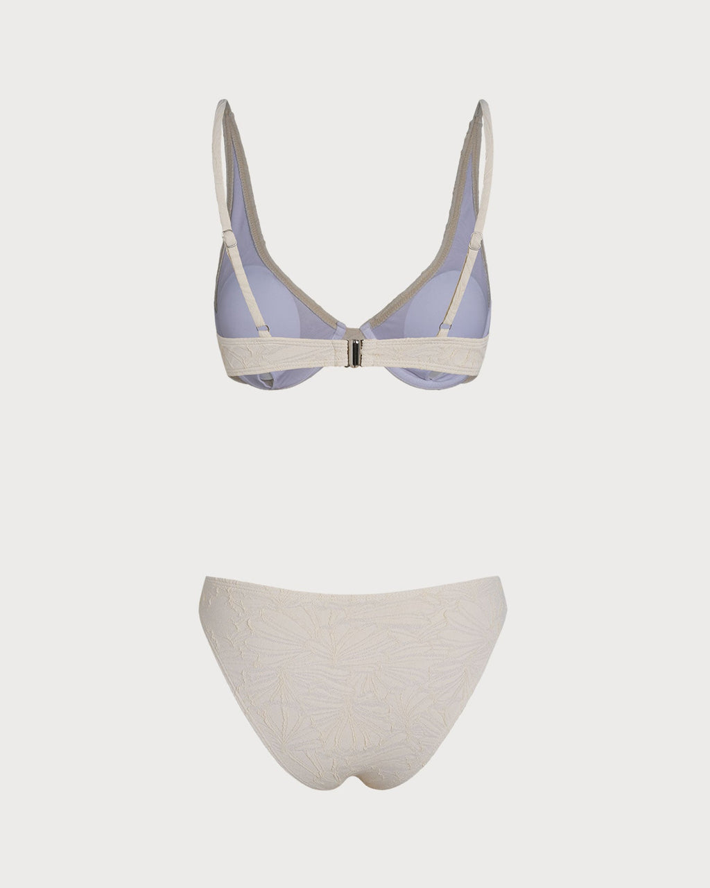 Conjunto de bikini con aros de jacquard beige