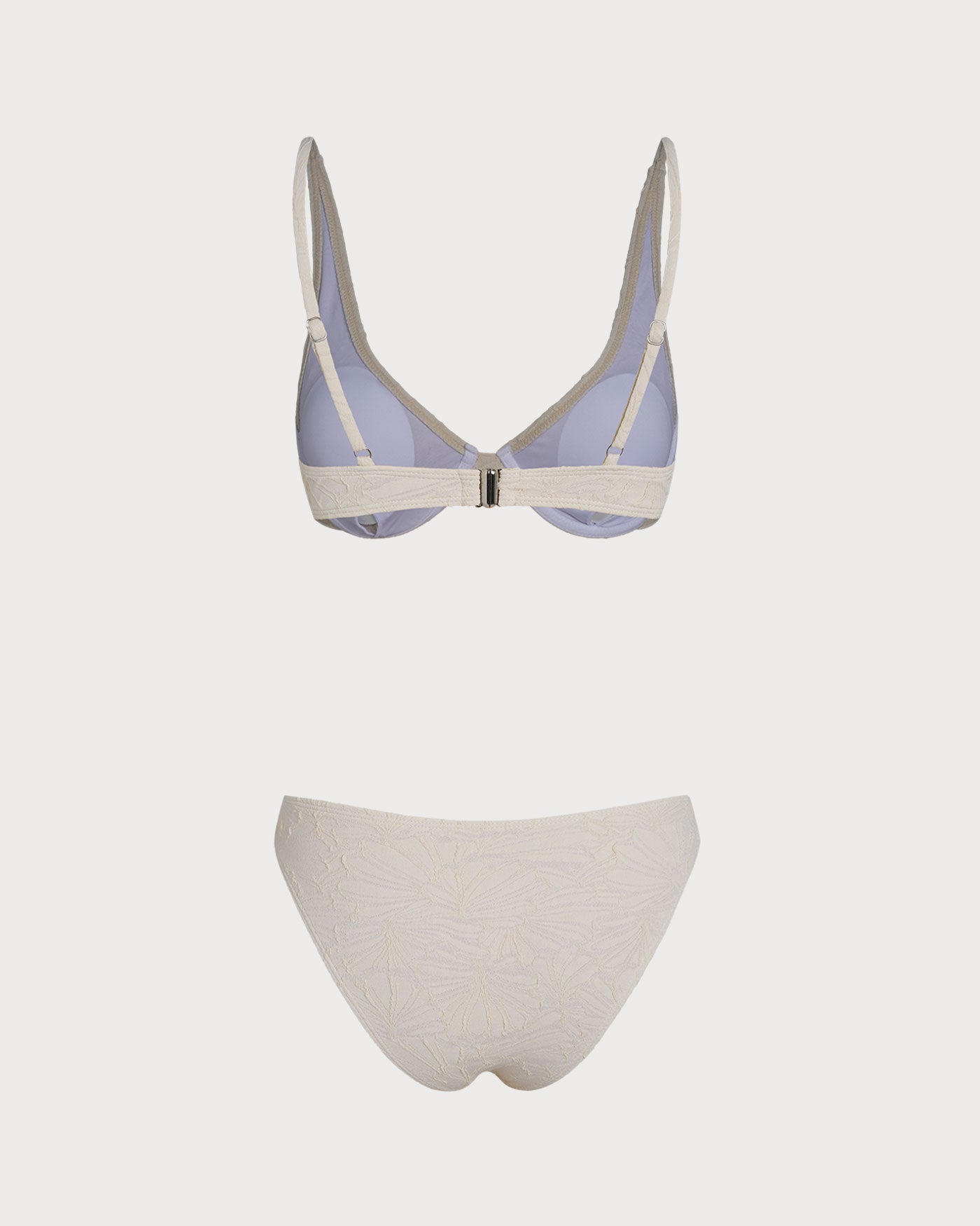 Beige Jacquard Underwire Bikini Set