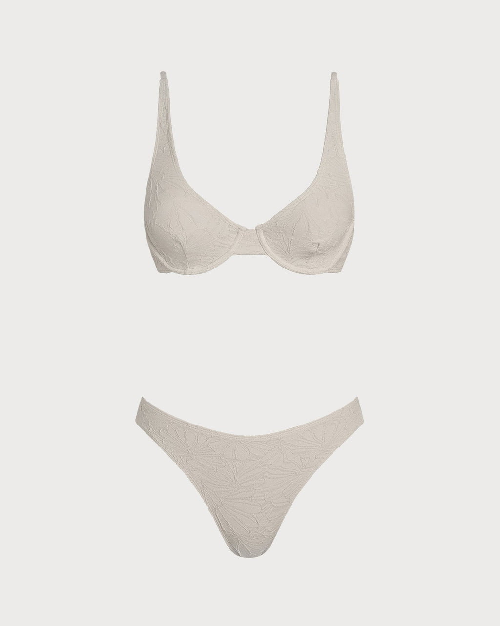 Conjunto de bikini con aros de jacquard beige