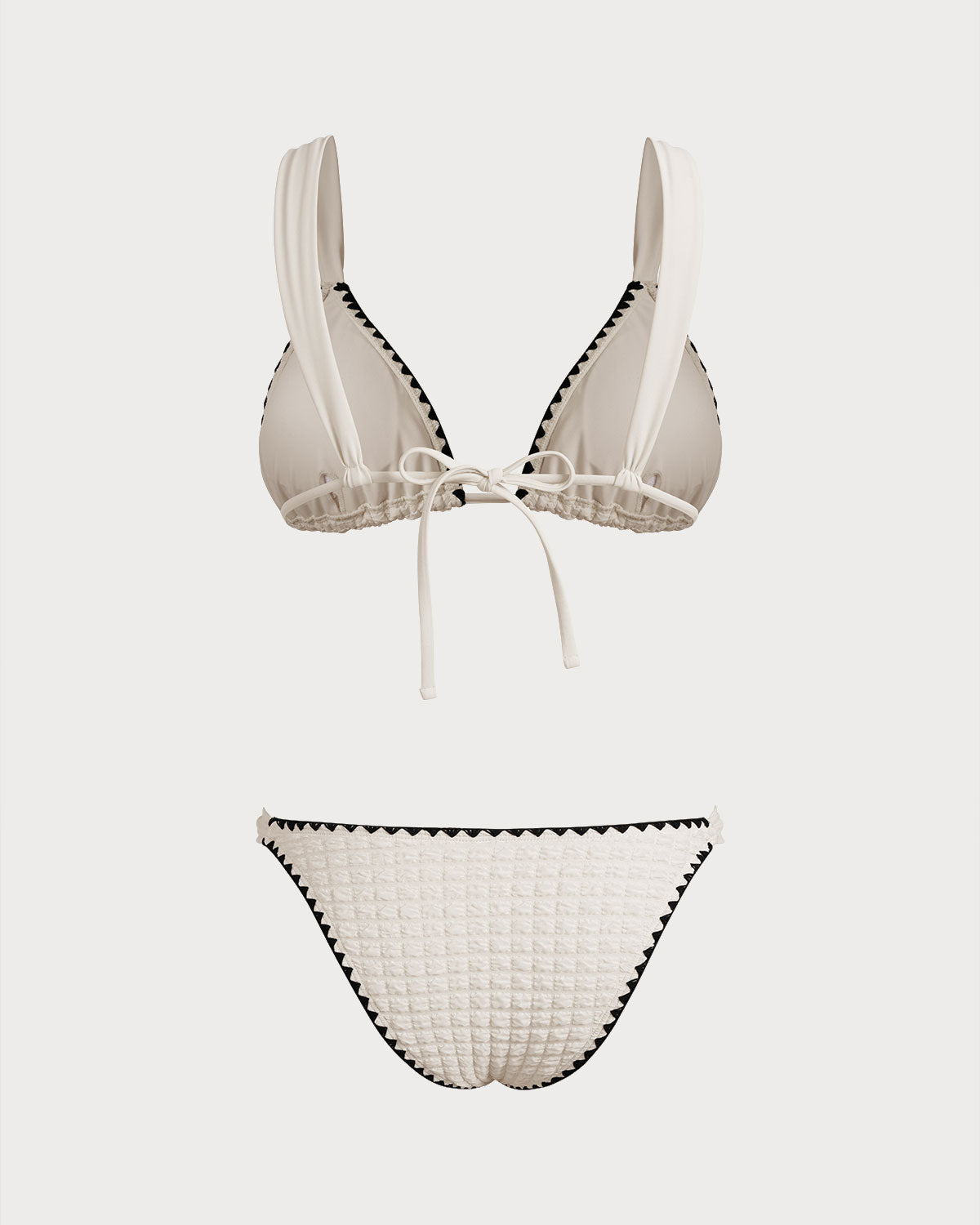 Conjunto de bikini blanco con triángulo en contraste