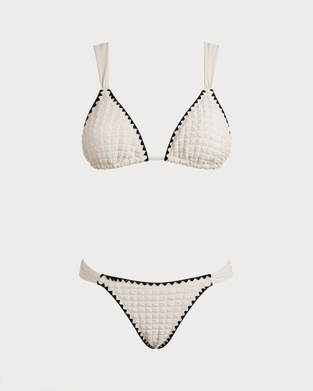 Conjunto de bikini blanco con triángulo en contraste