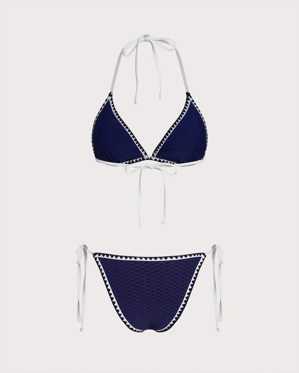Conjunto de bikini triángulo con cordón azul