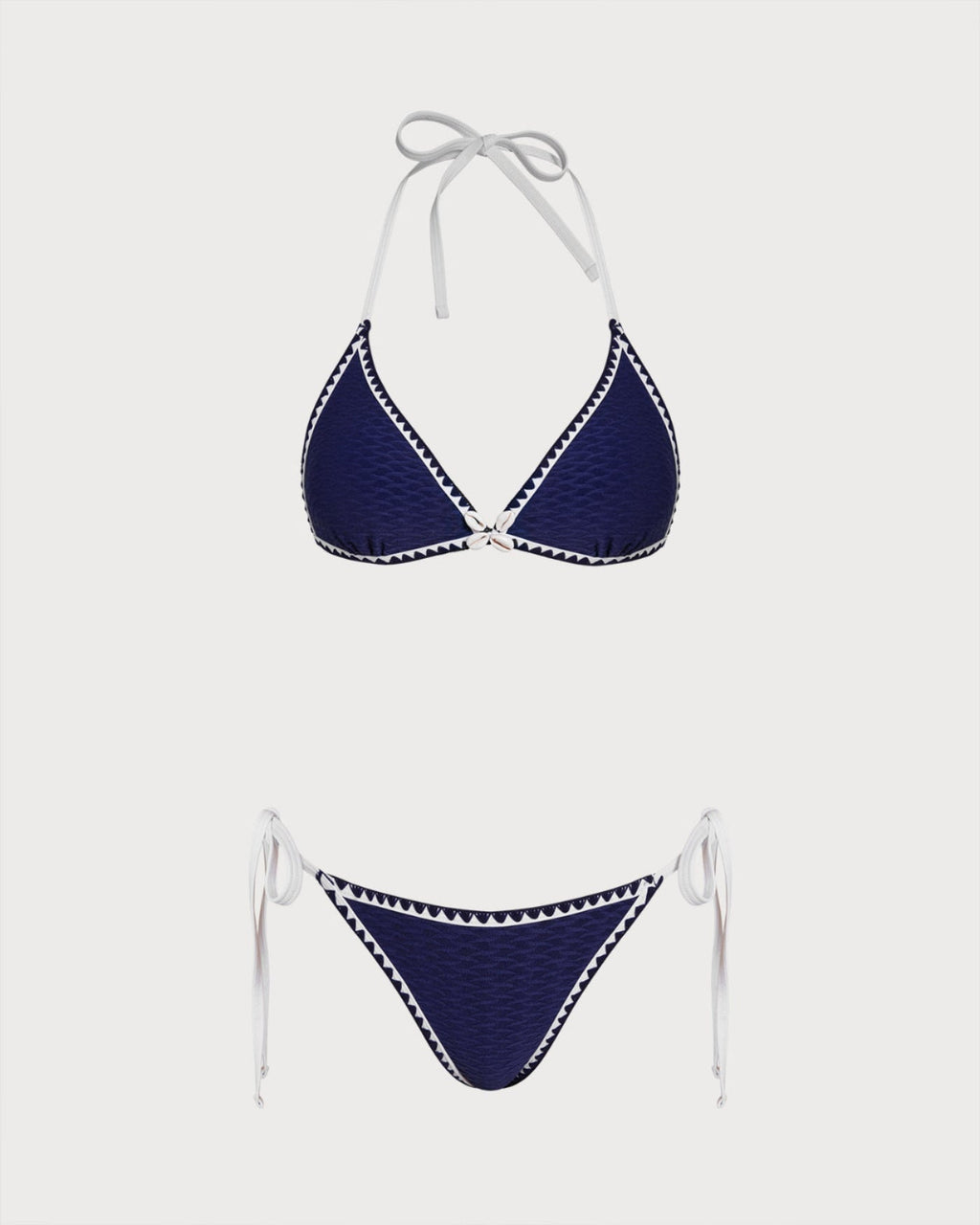 Conjunto de bikini triángulo con cordón azul