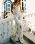 White Tie Floral Slip Maxi Dress