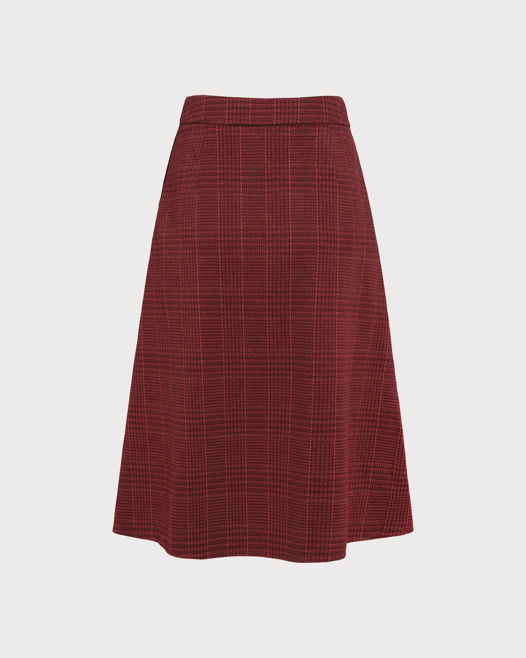 Falda midi evasé de cuadros rojos