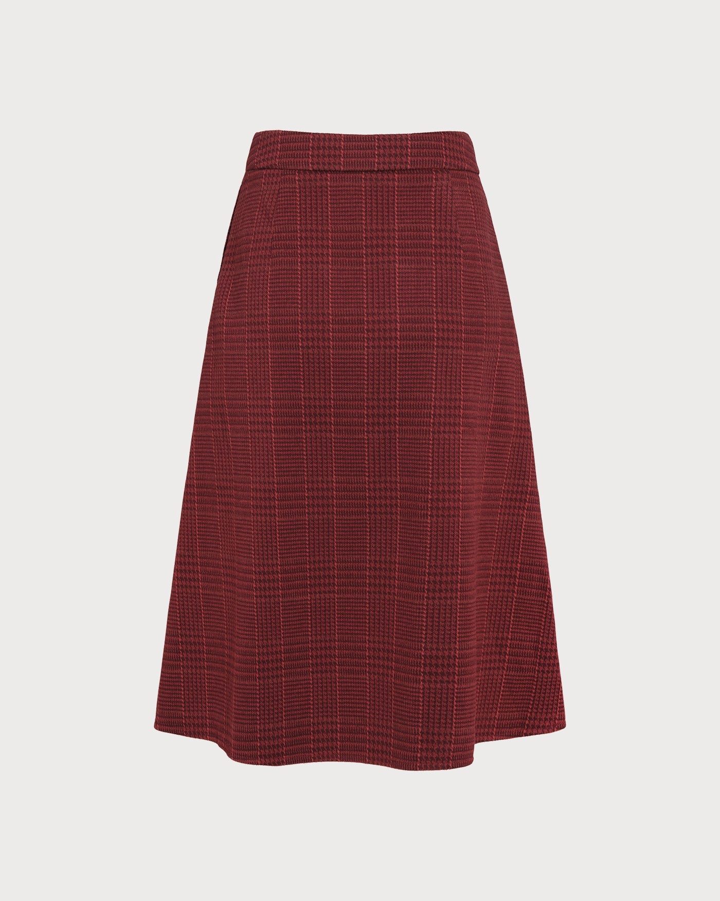 Falda midi evasé de cuadros rojos