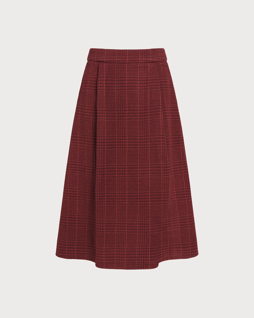 Falda midi evasé de cuadros rojos