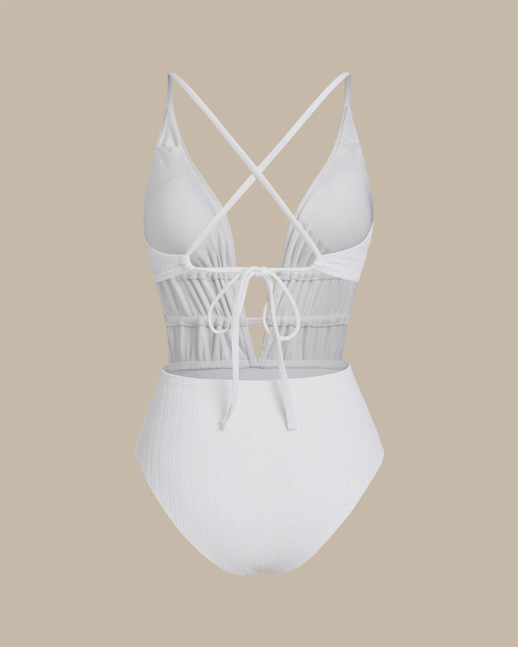 Bralette Blanco Texturizado Traje de Baño Entero