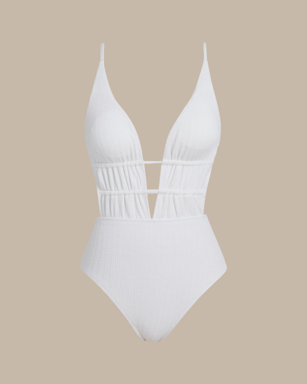 Bralette Blanco Texturizado Traje de Baño Entero