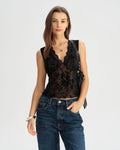 Top lencero de cuello de pico negro