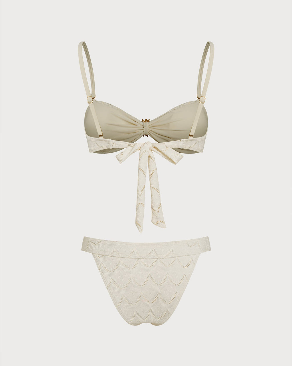 Conjunto de bikini bandeau con cordón Off White