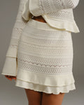 Minifalda de punto de talle alto beige