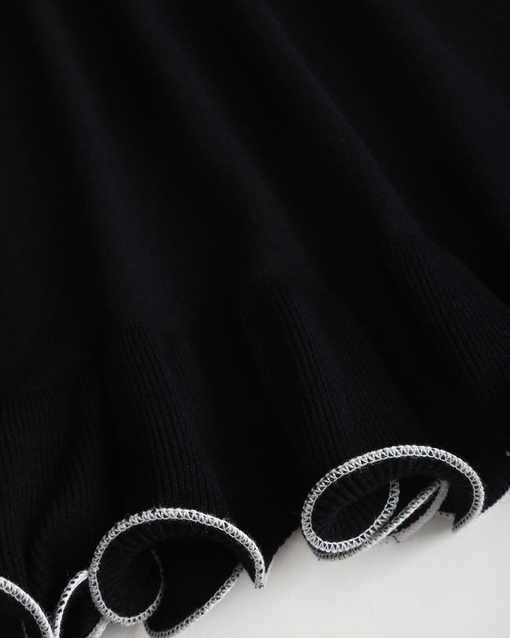 Black Ruffle Ribbed Sweater Mini Dress