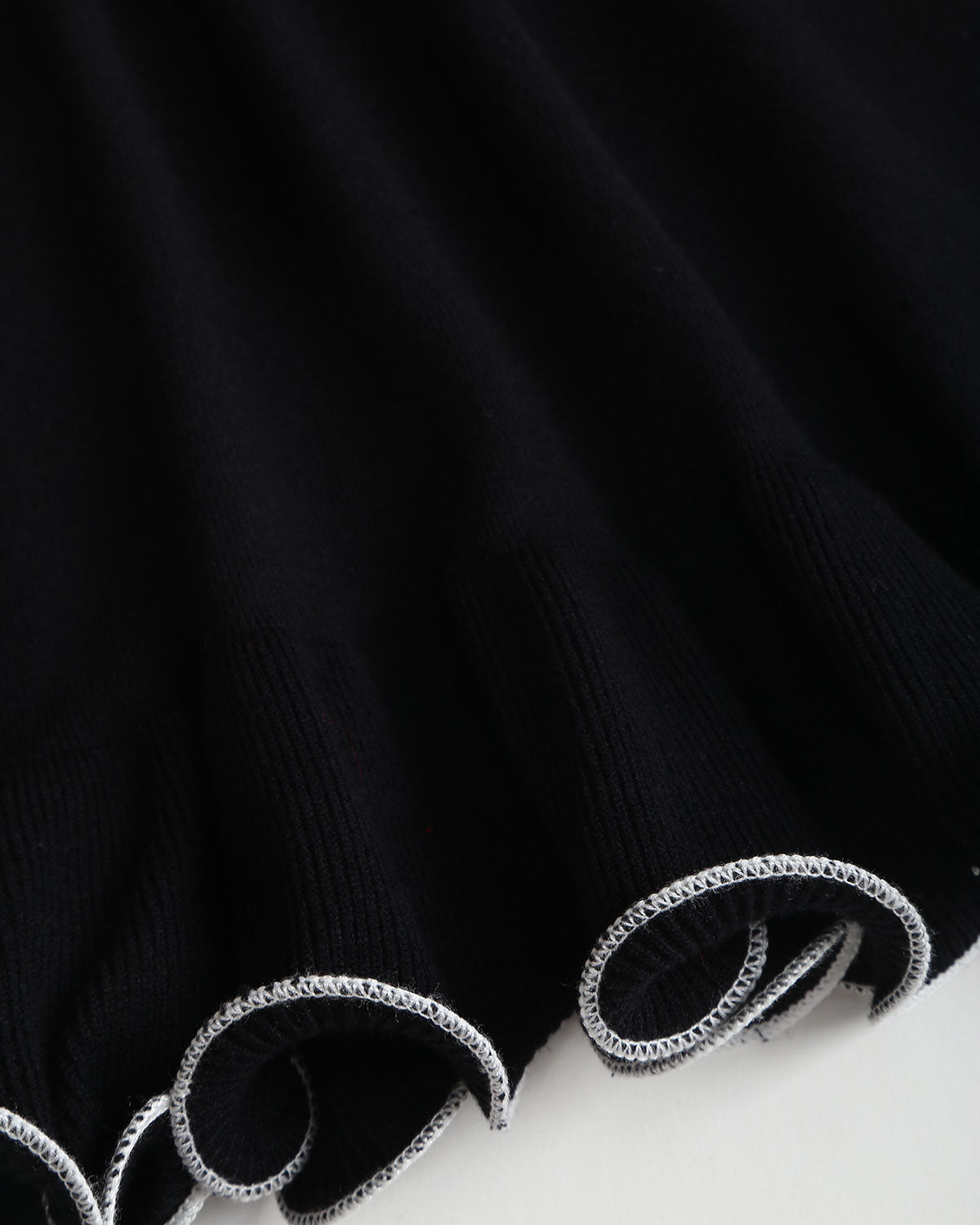 Black Ruffle Ribbed Sweater Mini Dress