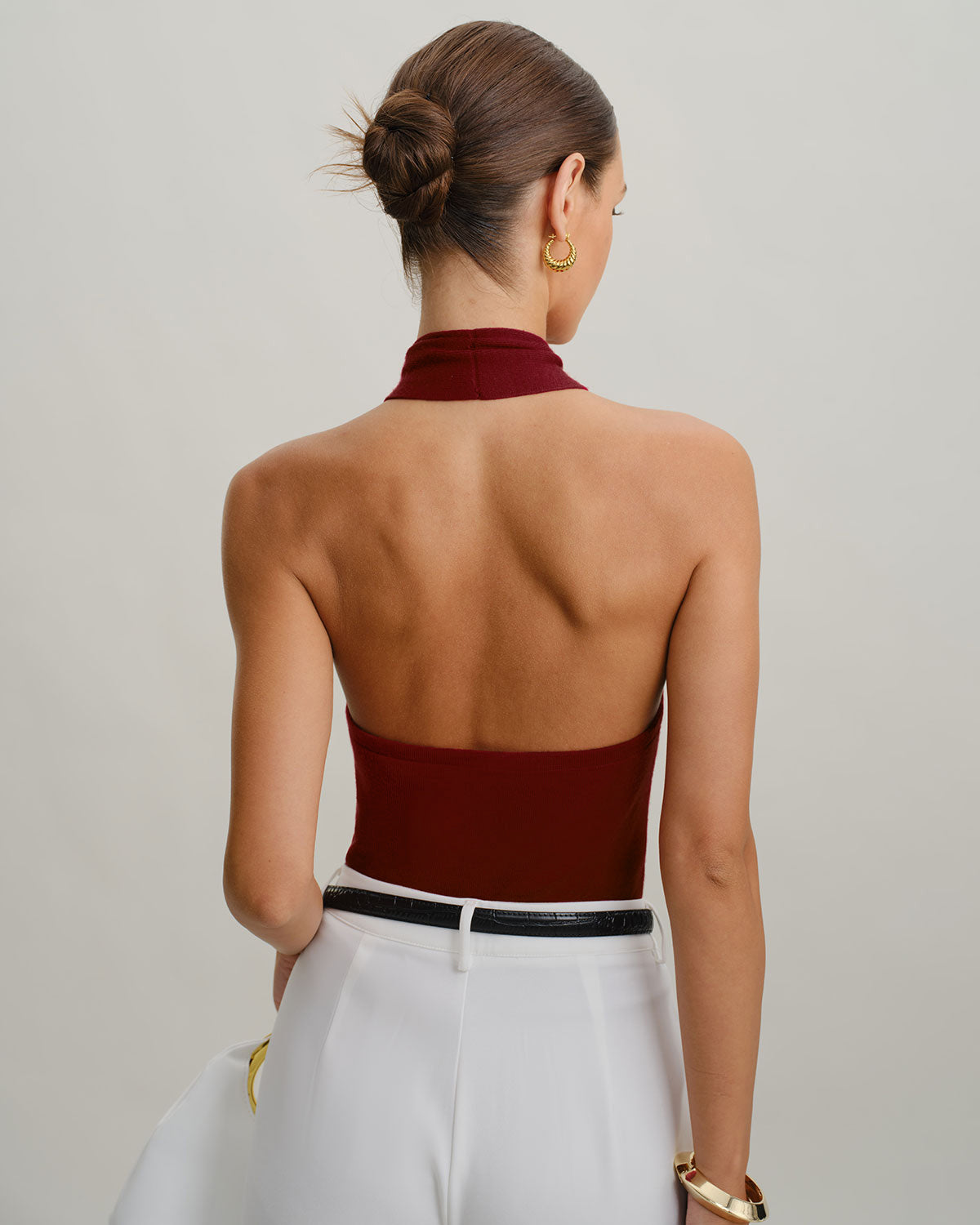 Chaleco halter de punto rojo