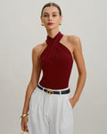 Chaleco halter de punto rojo