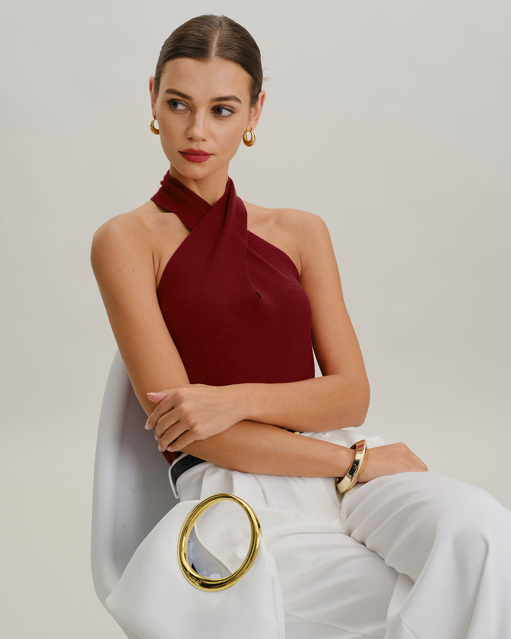 Chaleco halter de punto rojo