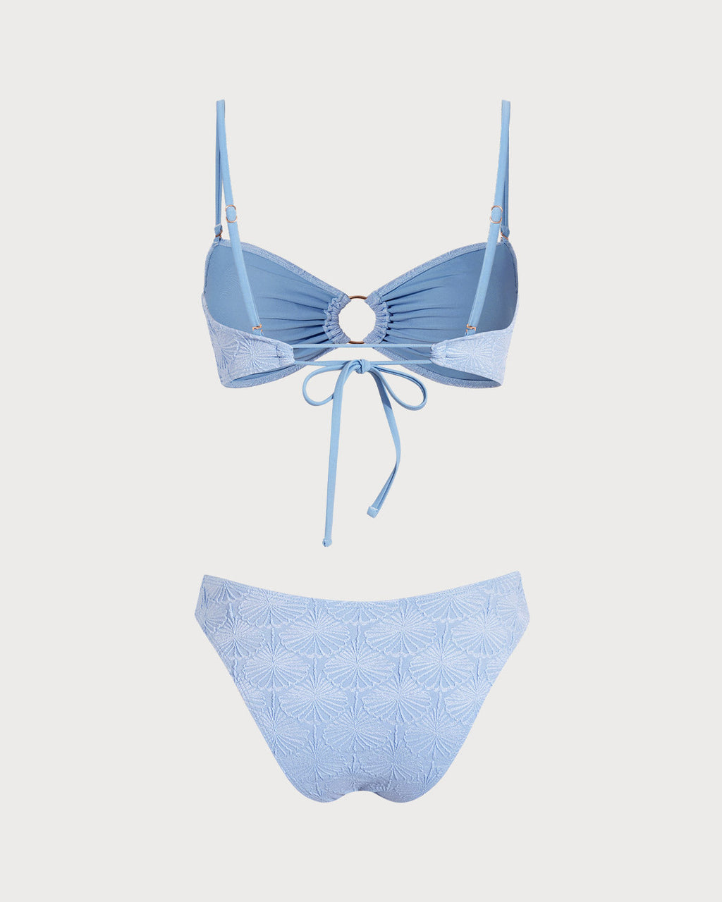 Conjuntos de bikini Jacquard con aberturas en azul