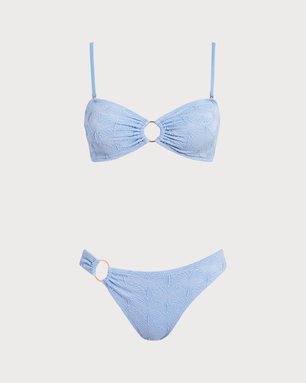 Conjuntos de bikini Jacquard con aberturas en azul