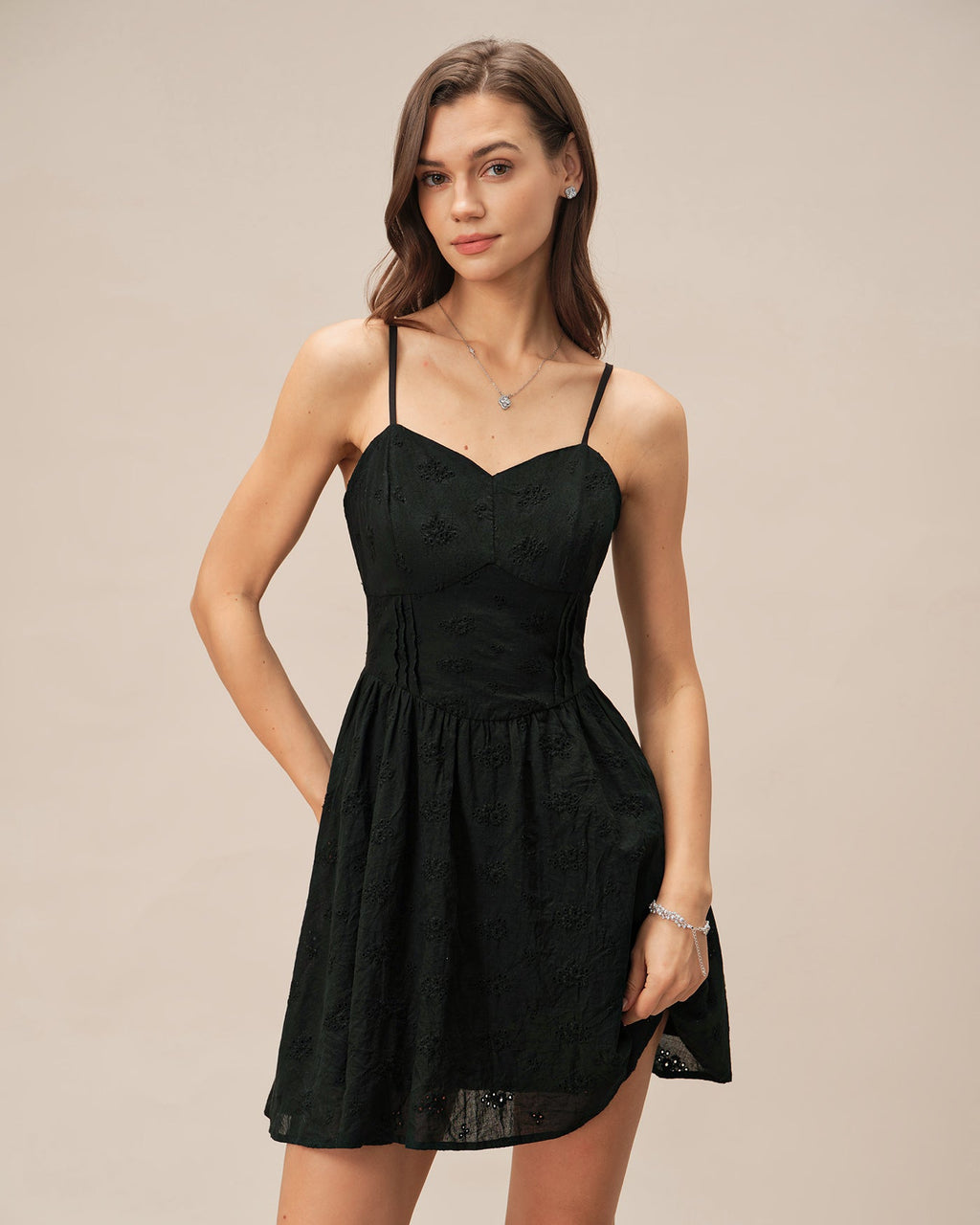 Black Sweetheart Neck Slip Mini Dress