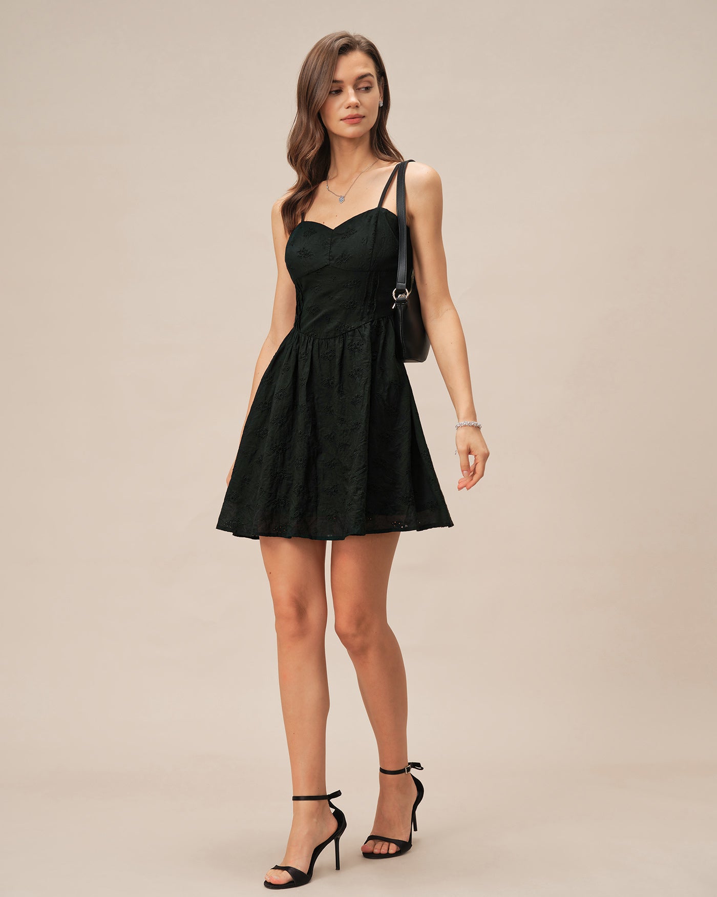 Black Sweetheart Neck Slip Mini Dress
