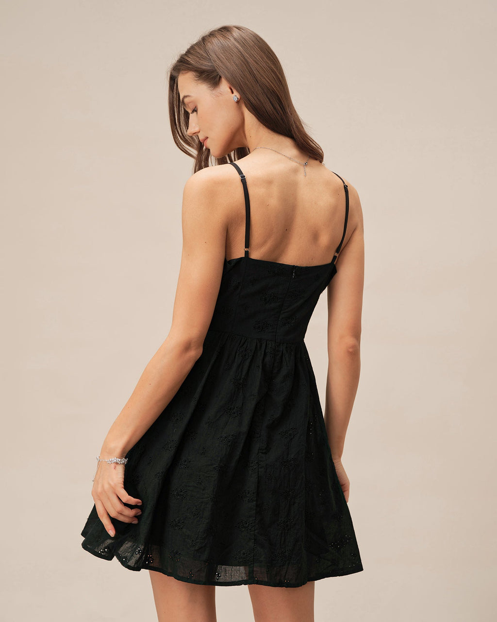 Black Sweetheart Neck Slip Mini Dress