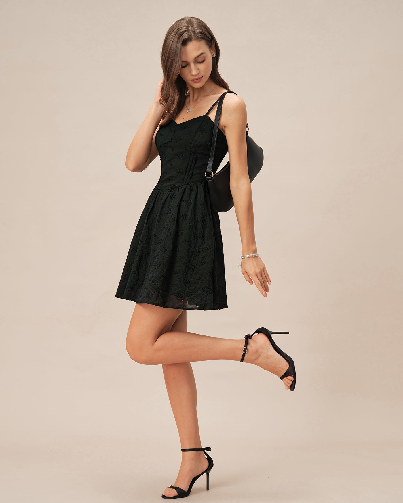 Black Sweetheart Neck Slip Mini Dress