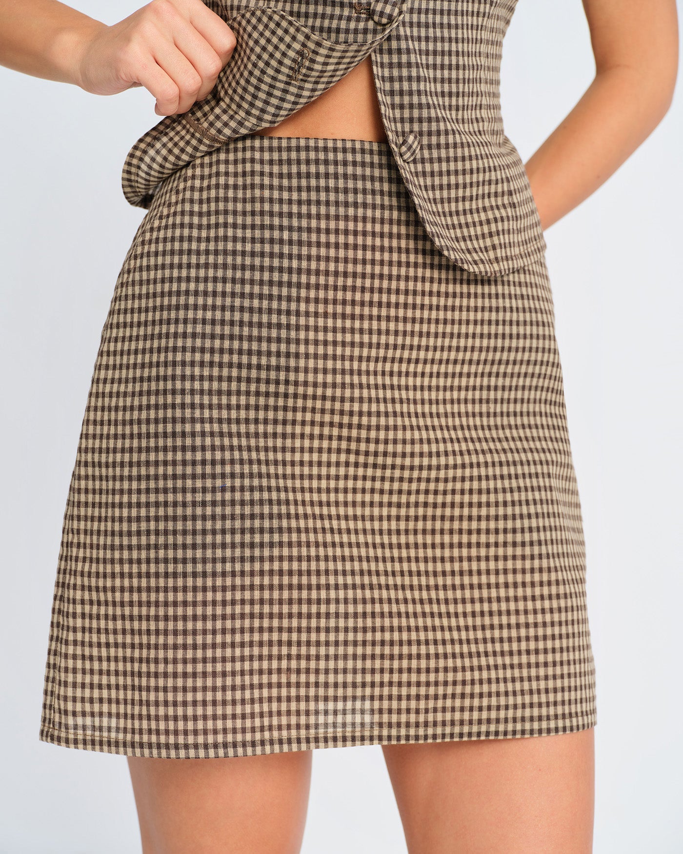 Minifalda a cuadros marrón