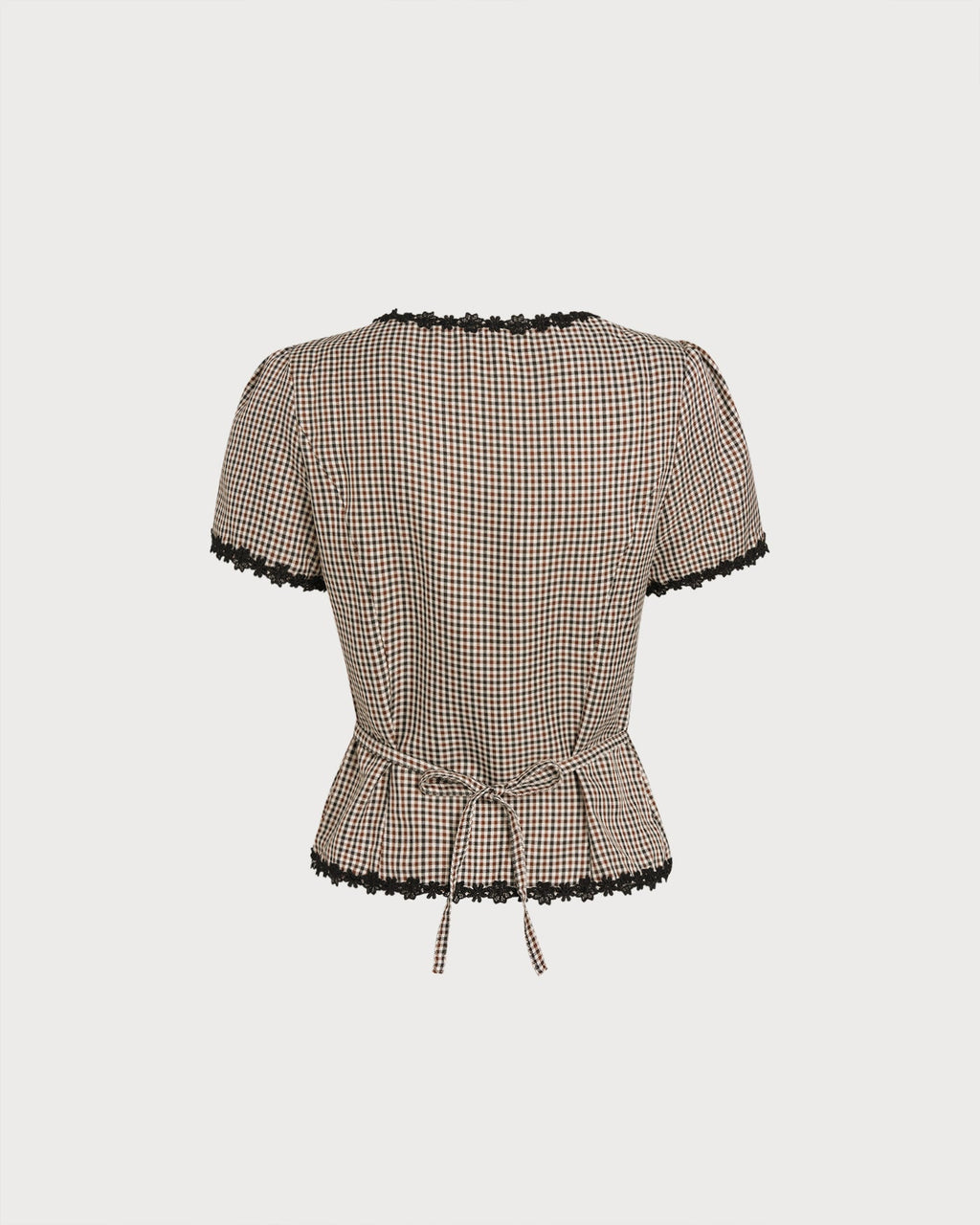 Blusa cuadrada a cuadros color café