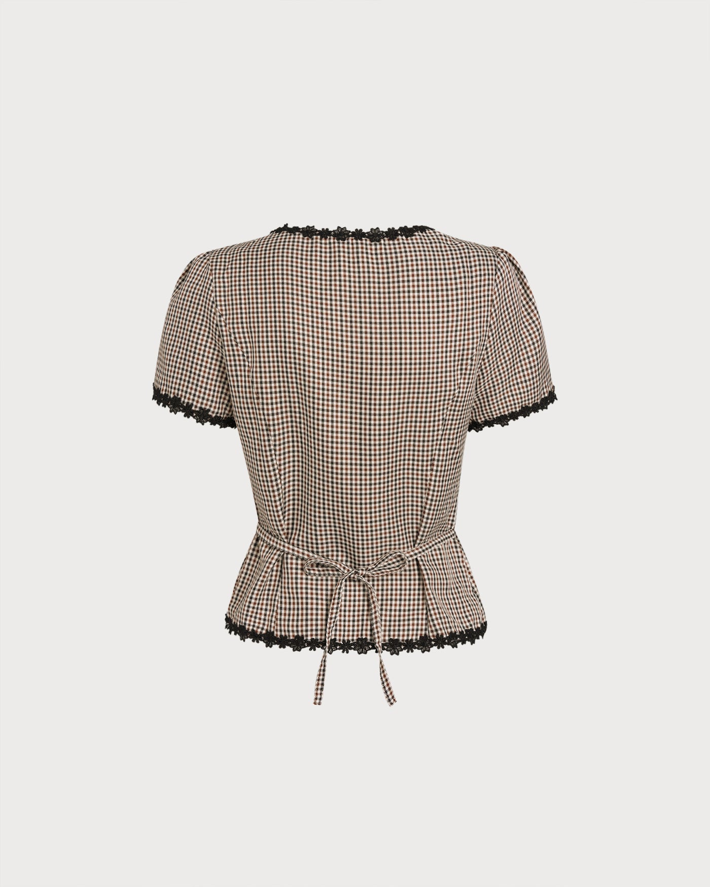 Blusa cuadrada a cuadros color café