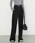 Pantalones rectos negros de talle natural