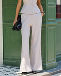 Pantalones casuales grises con bolsillos acampanados