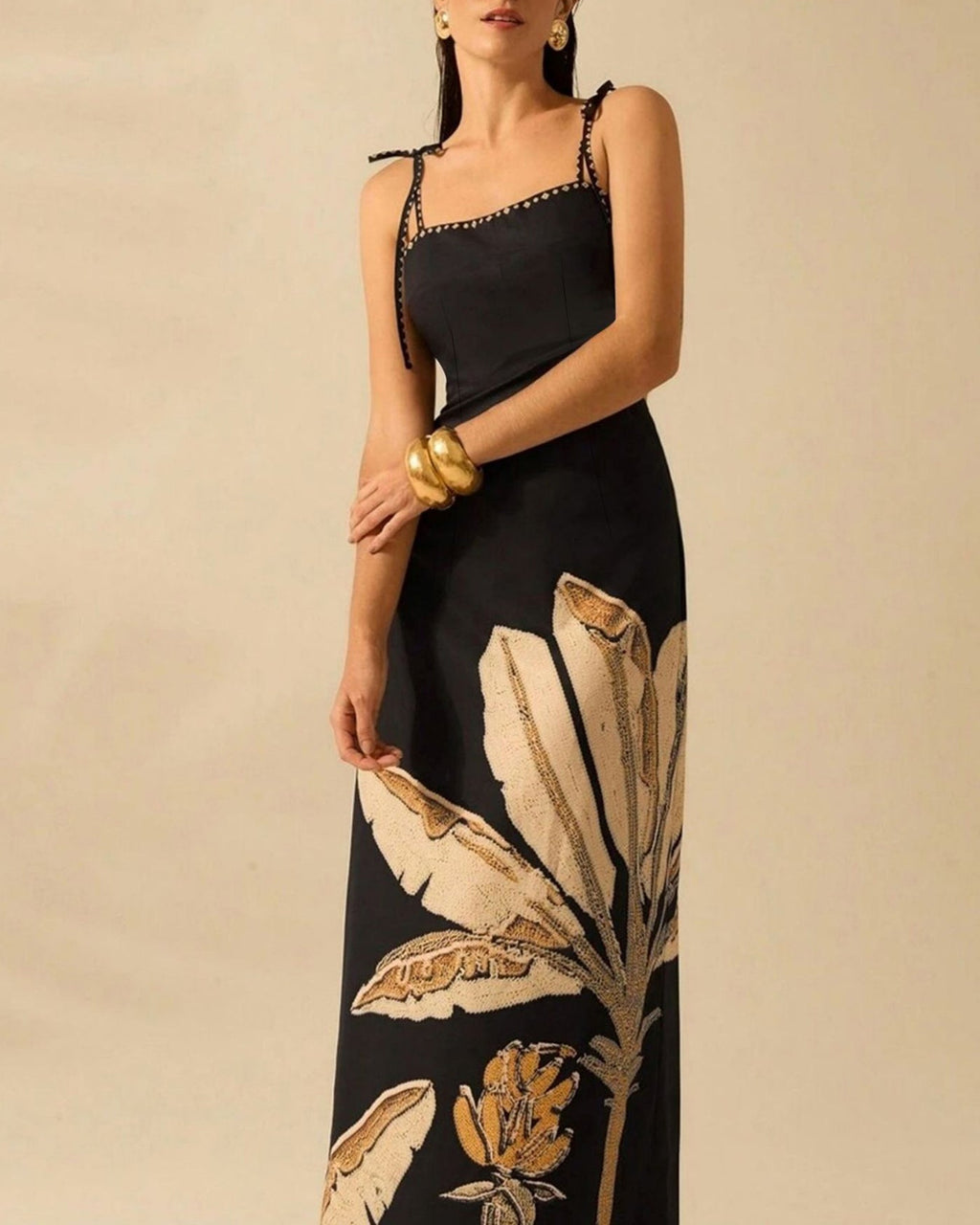 Black Floral Slip Maxi Dress
