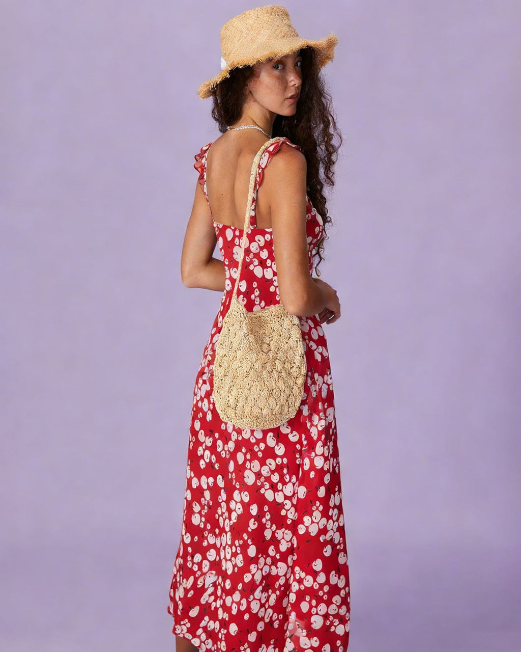 Red Floral Sleeveless Maxi Dress