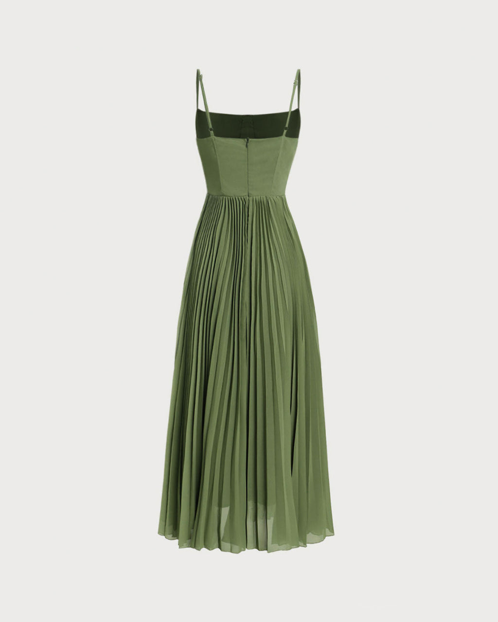 Vestido maxi verde fluido con escote corazón