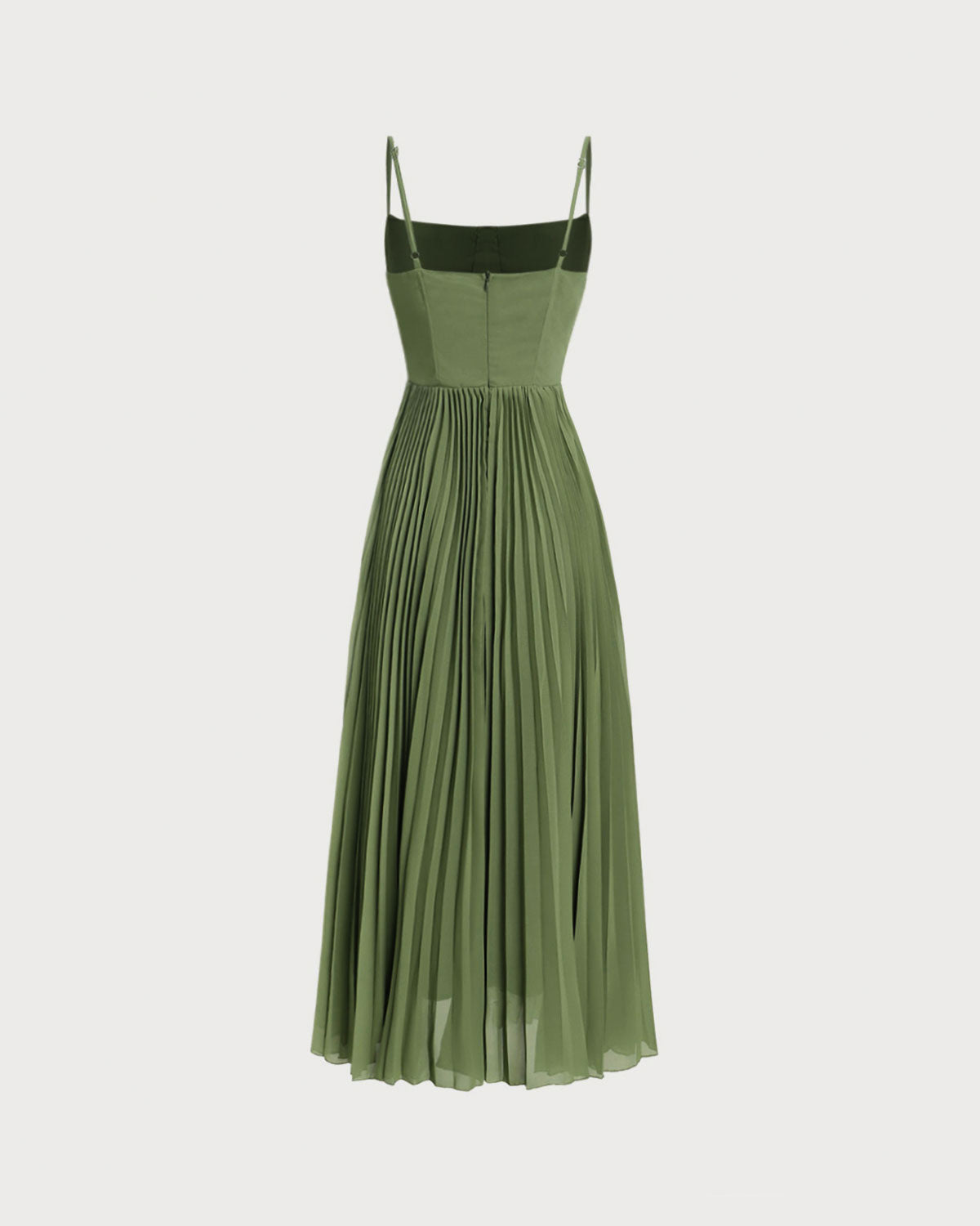 Vestido maxi verde fluido con escote corazón