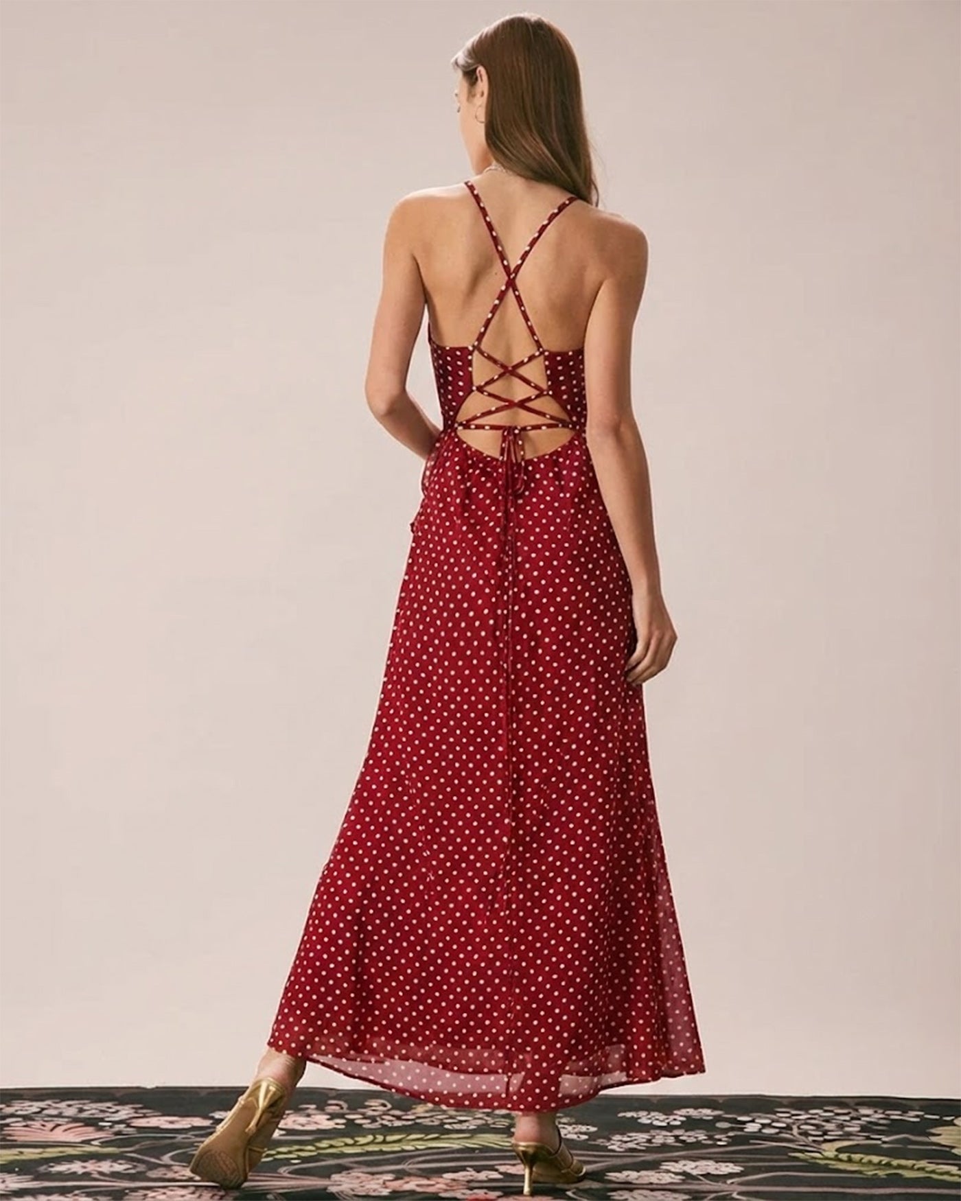 Red Polka Dot Slip Maxi Dress