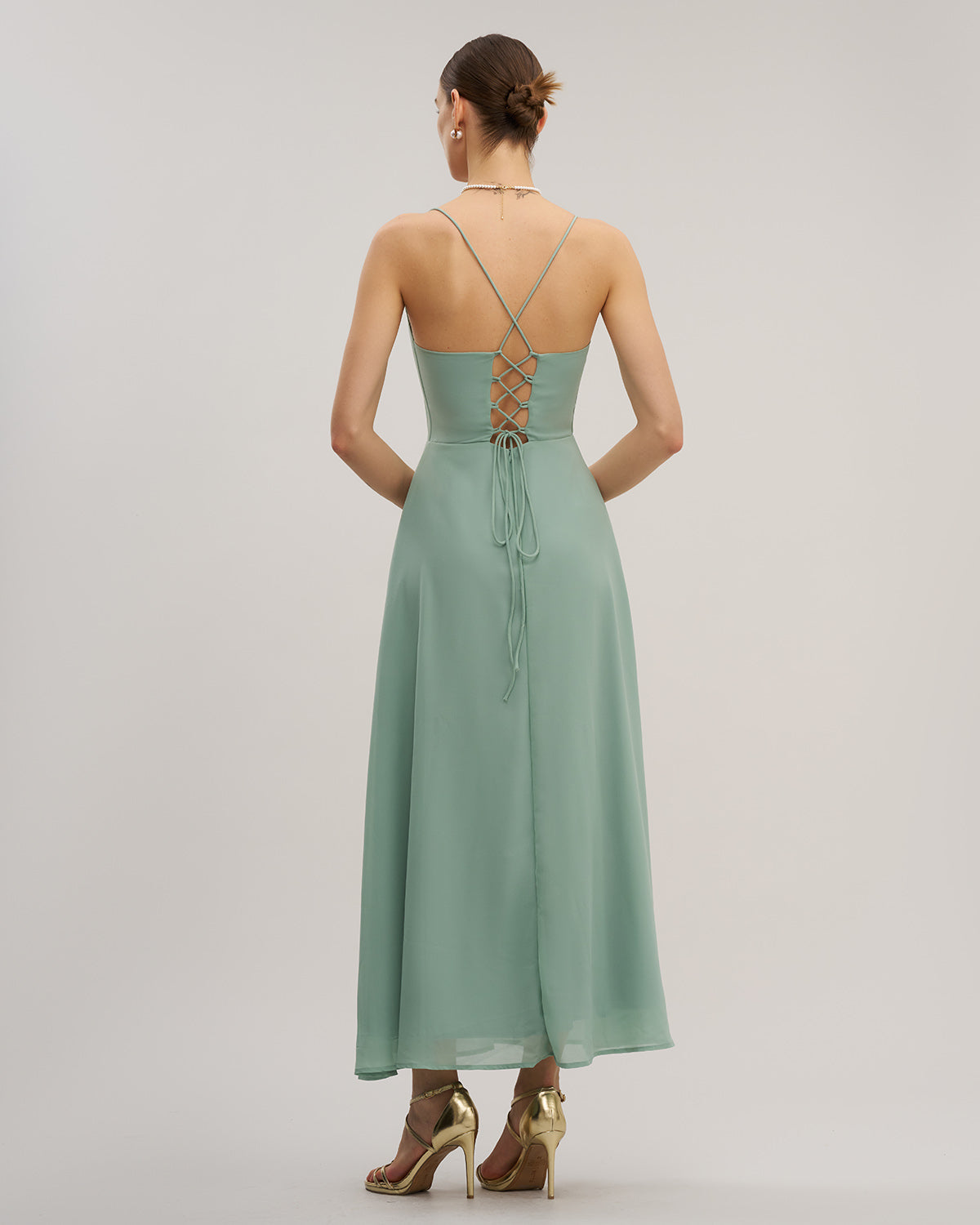 Green Slit Slip Maxi Dress