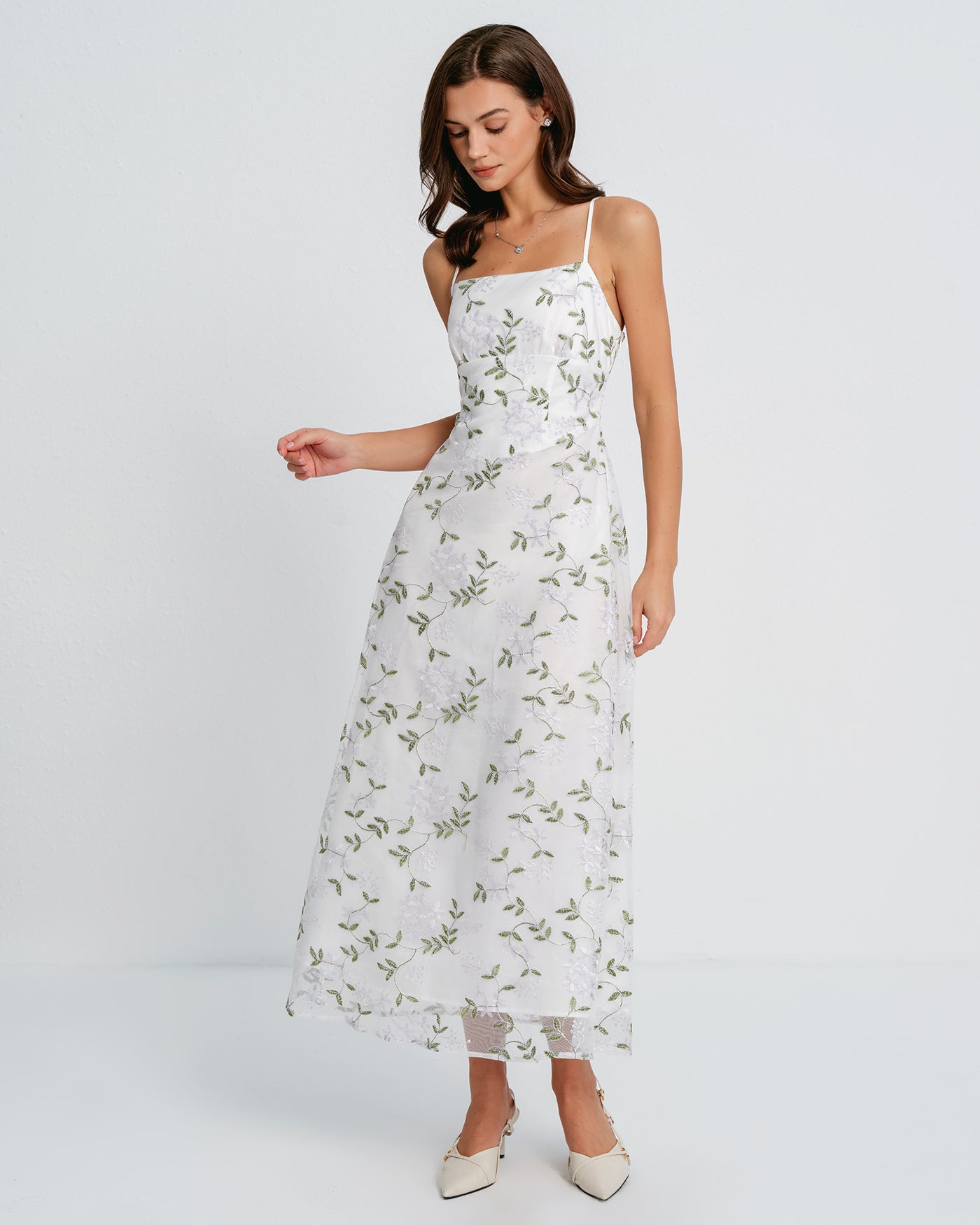 Maxivestido lencero floral blanco