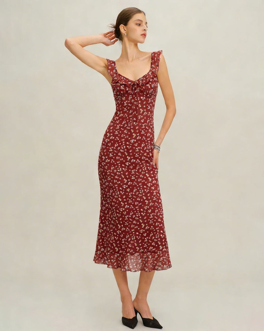 Red Floral Slip Maxi Dress