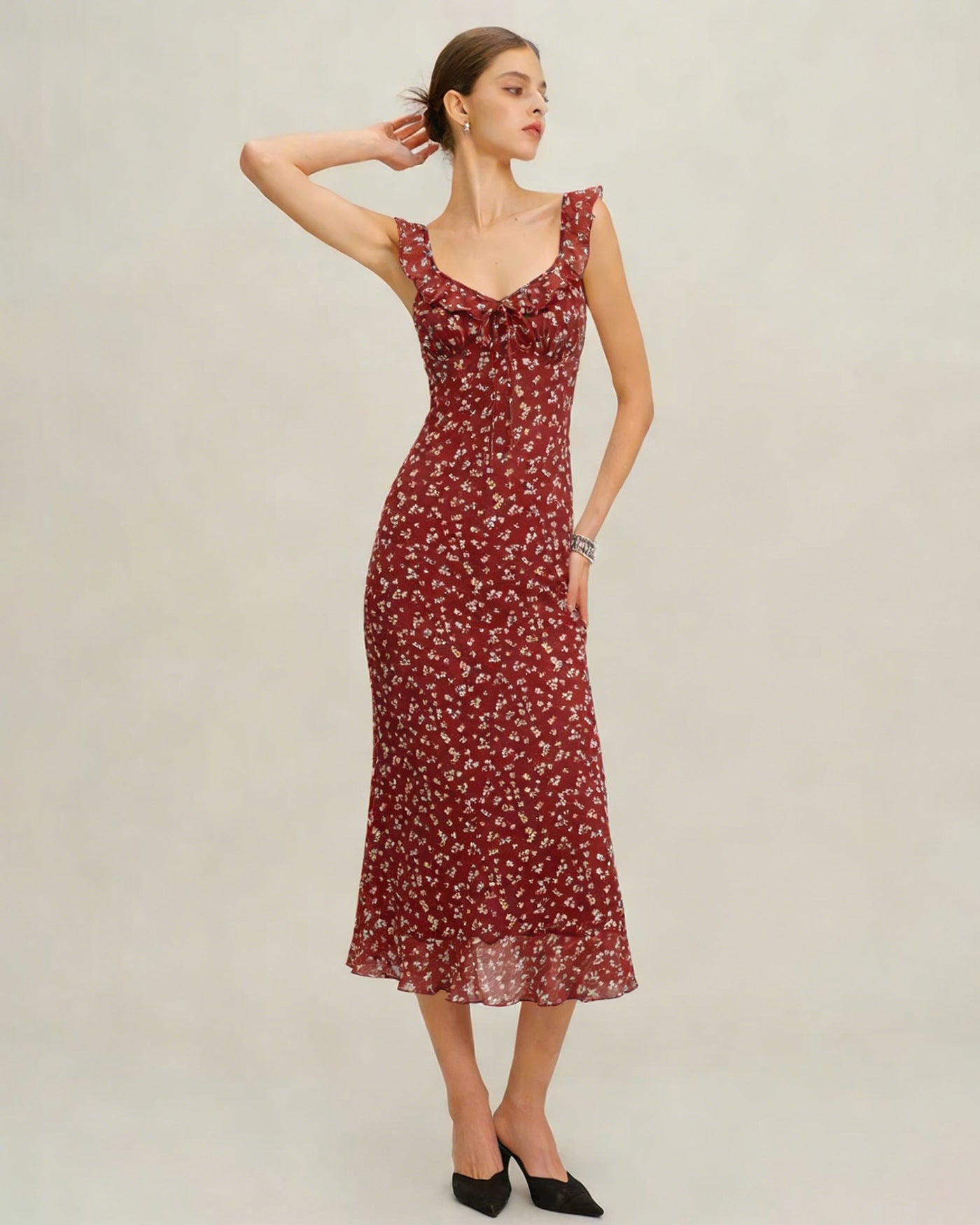 Red Floral Slip Maxi Dress