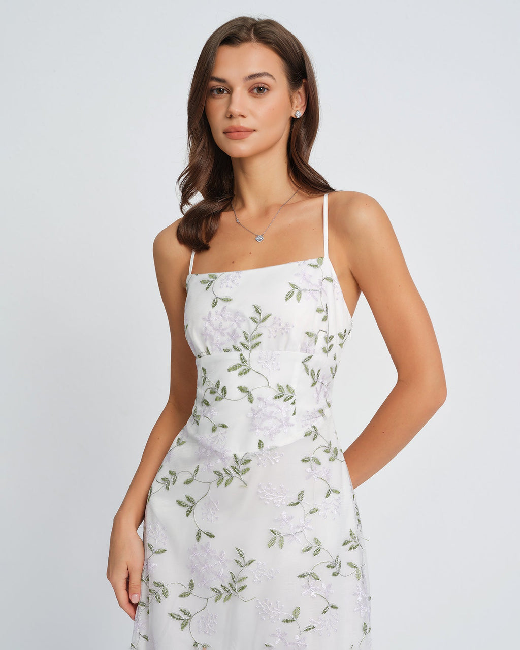 Maxivestido lencero floral blanco