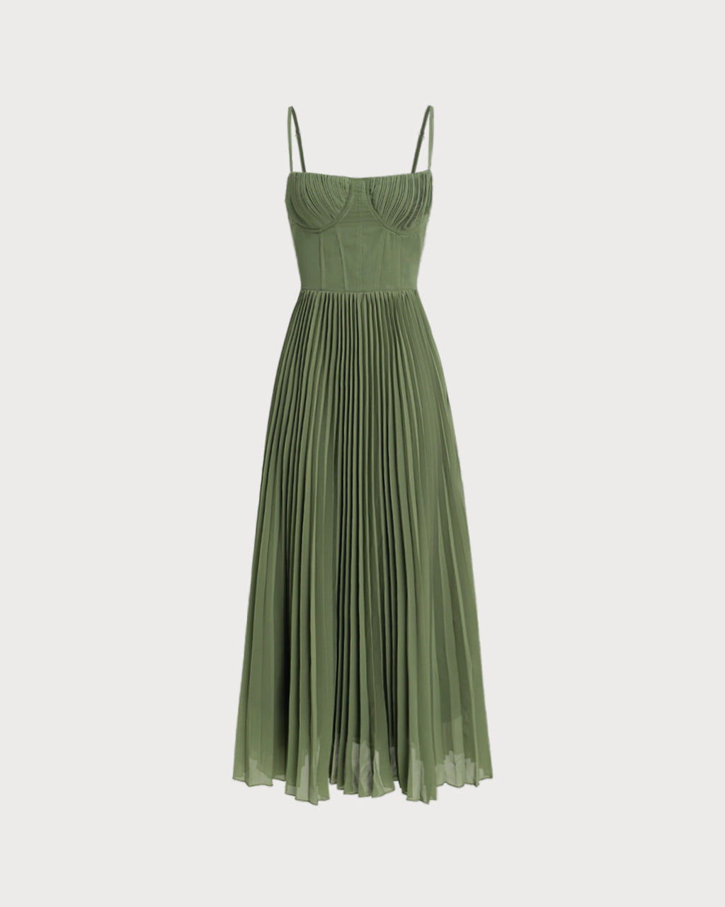 Vestido maxi verde fluido con escote corazón