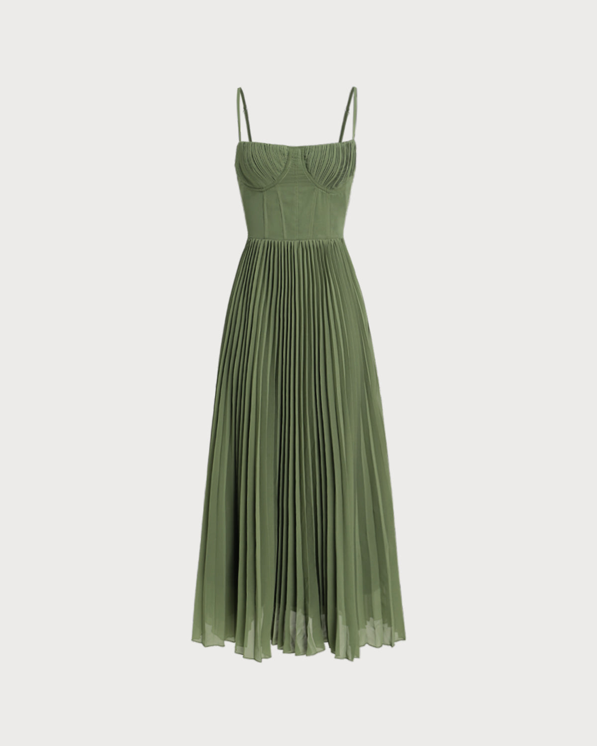 Vestido maxi verde fluido con escote corazón