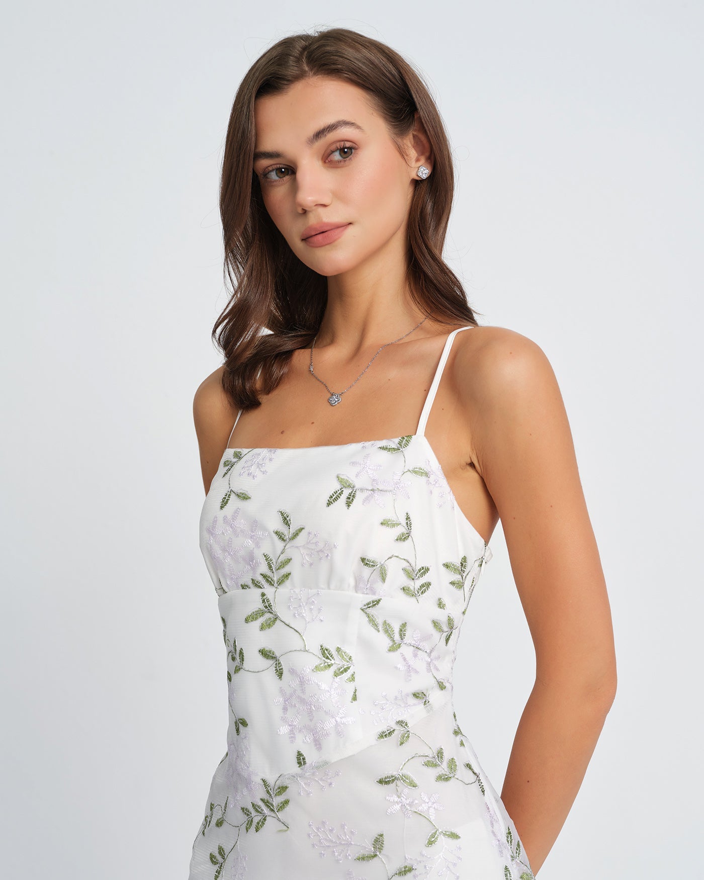 Maxivestido lencero floral blanco