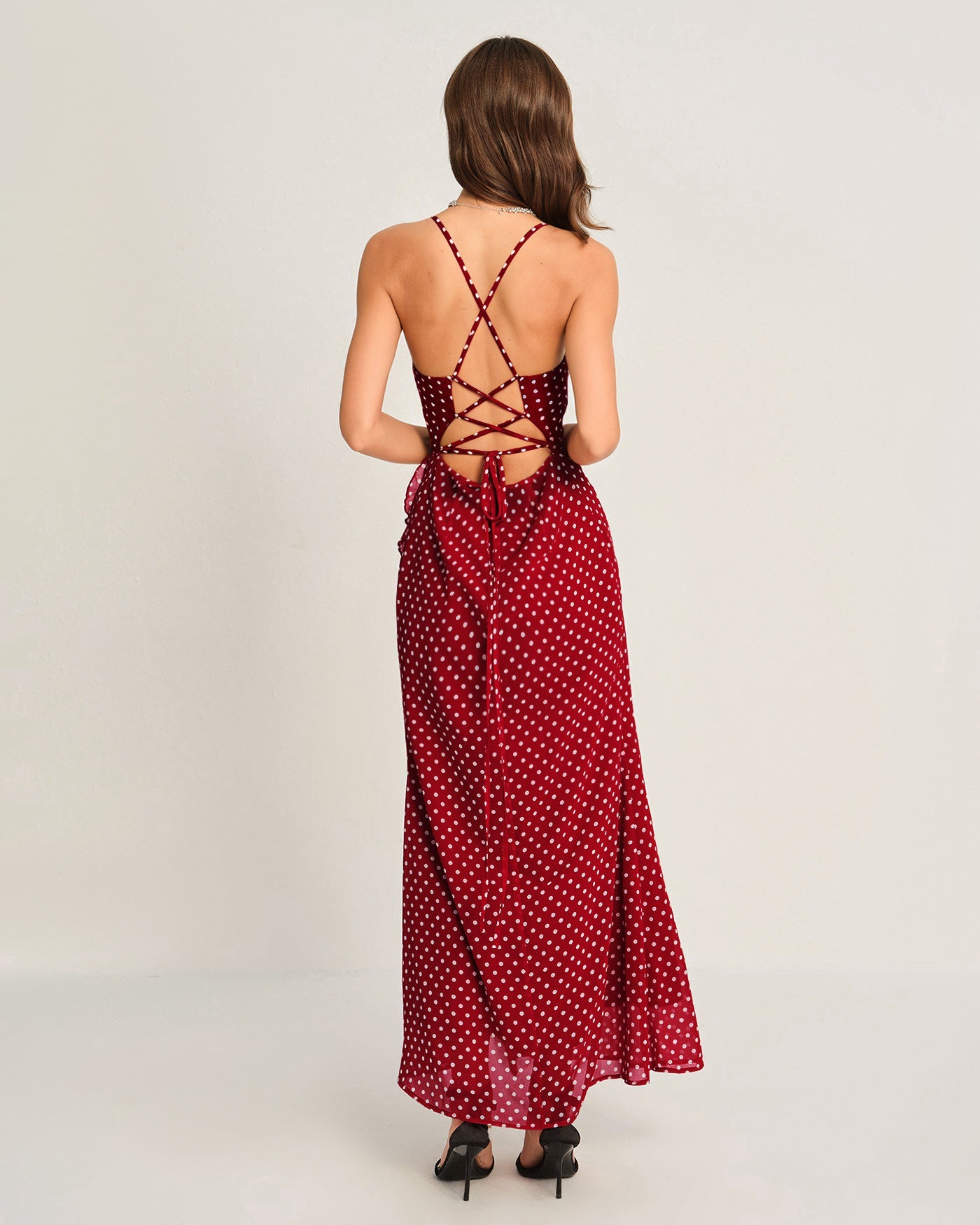 Red Polka Dot Slip Maxi Dress
